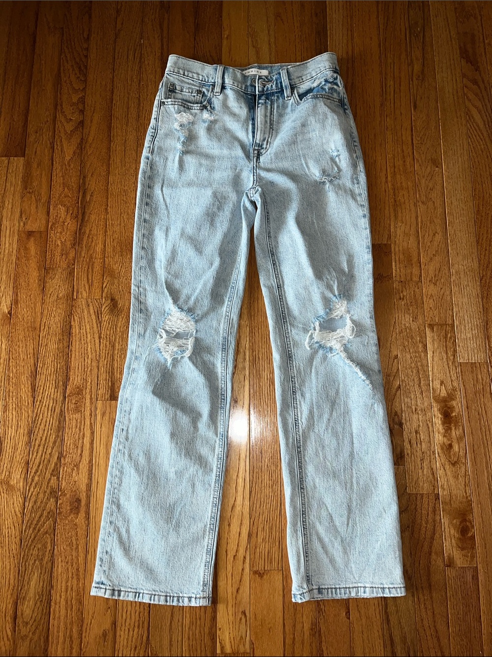eunina Light Blue Distressed Straight Leg Jeans